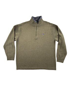 The North Face Sweater Men XL Green 1/4 Zip Mock Neck Knit Wool AC5EFT333 Hiking